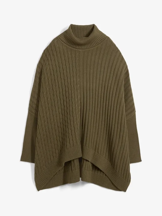 Zdjęcie produktu Sweter poncho oversize BonPrix zielony