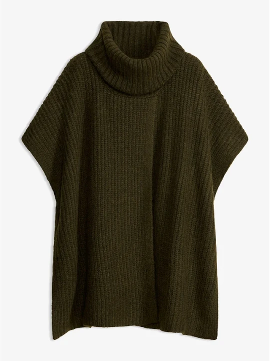 Zdjęcie produktu Sweter poncho z miękkiej mieszanki wełny BonPrix zielony
