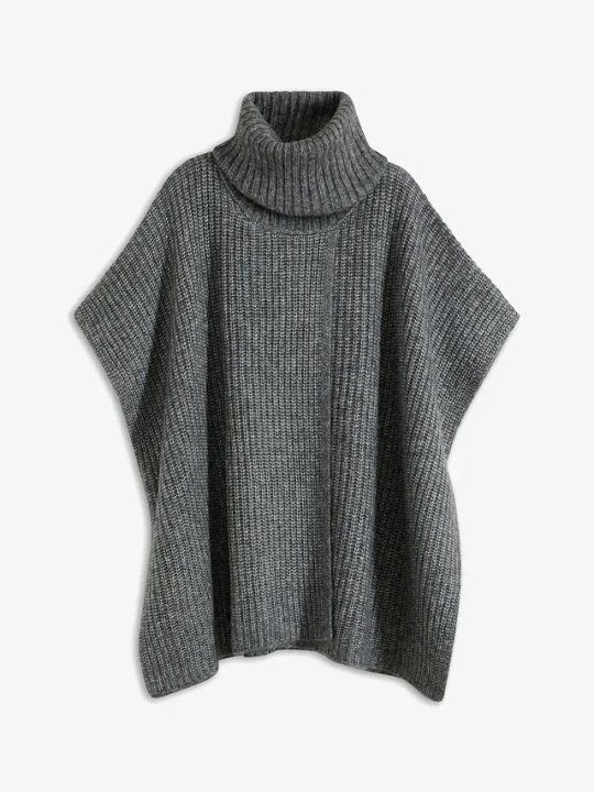 Zdjęcie produktu Sweter poncho z domieszką wełnby BonPrix szary