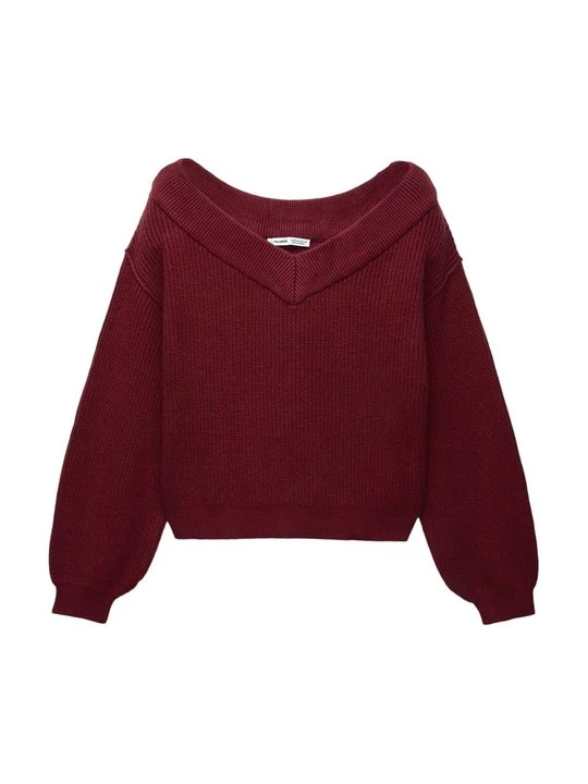 Zdjęcie produktu Sweter PULL&BEAR ciemnoczerwony
