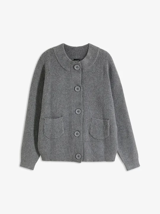 Zdjęcie produktu Sweter rozpinany oversize BonPrix szary