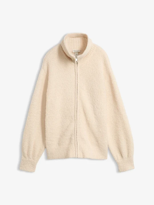 Zdjęcie produktu Sweter rozpinany z przędzy boucle BonPrix beżowy