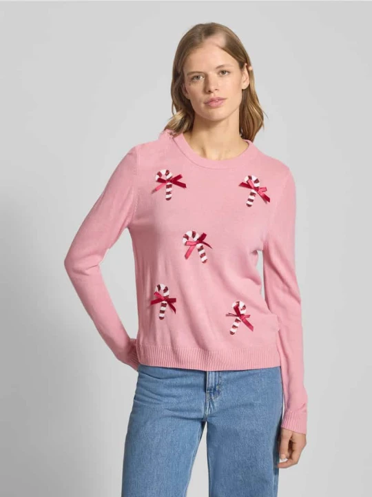 Zdjęcie produktu Sweter świąteczny o kroju regular fit z cekinowym motywem model ‘XMAS SHINE’ Only Różowy