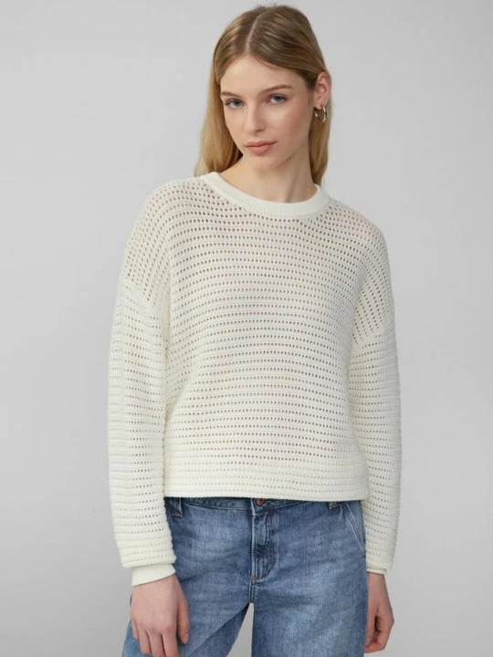 Zdjęcie produktu Sweter unisex z wzorem ajour QS kremowy