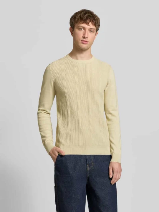 Zdjęcie produktu Sweter w dzianinowym wyglądzie o kroju slim fit model 'Baron' Blend Trzcinowy