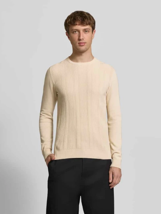 Zdjęcie produktu Sweter w dzianinowym wyglądzie o kroju slim fit model 'Baron' Blend Piaskowy