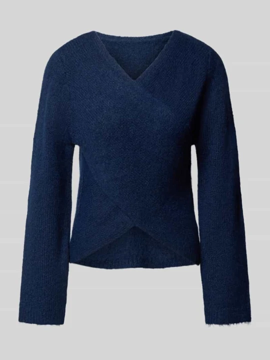 Zdjęcie produktu Sweter w kopertowym stylu model 'ONLMAGGIE' Only Granatowy melanż
