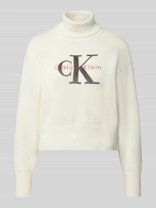 Zdjęcie produktu Sweter w kroju regular fit z czystej bawełny Calvin Klein Jeans Biały