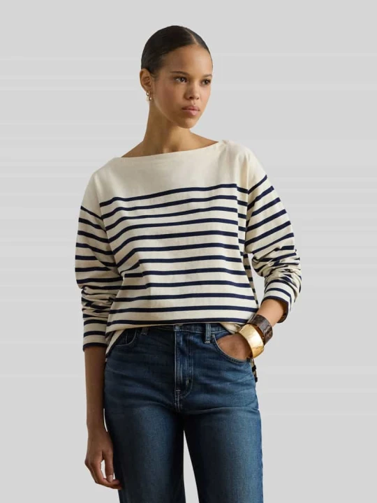 Zdjęcie produktu Sweter w kroju regular fit z czystej bawełny Lauren Ralph Lauren Granatowy melanż