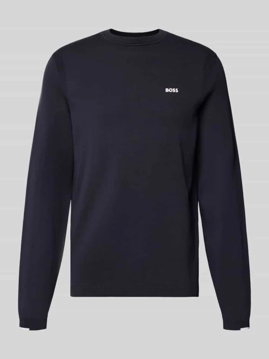 Zdjęcie produktu sweter w kroju regular fit z czystej bawełny model 'KN_Ever-X' Boss Granatowy