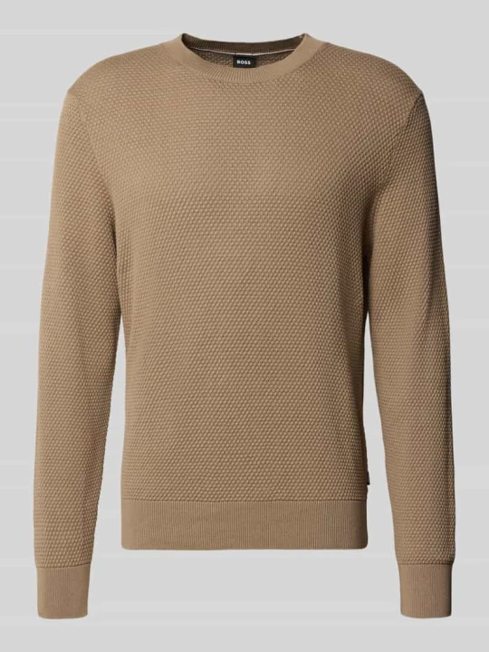 Zdjęcie produktu sweter w kroju regular fit z czystej bawełny model 'Lalex' Boss Beżowy