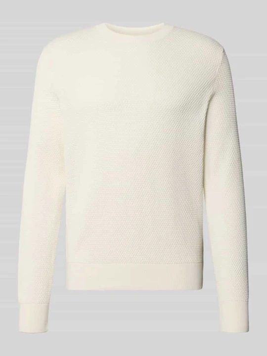 Zdjęcie produktu sweter w kroju regular fit z czystej bawełny model 'Lalex' Boss Złamany biały