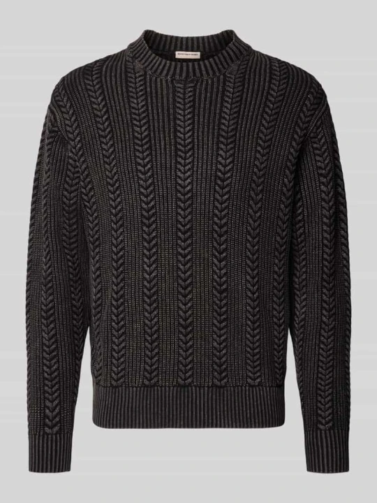 Zdjęcie produktu sweter w kroju regular fit z czystej bawełny model 'WAYNE' Redefined Rebel Czarny