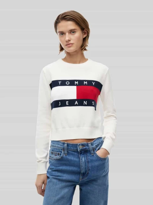 Zdjęcie produktu Sweter w kroju regular fit z czystej bawełny Tommy Jeans Złamany biały