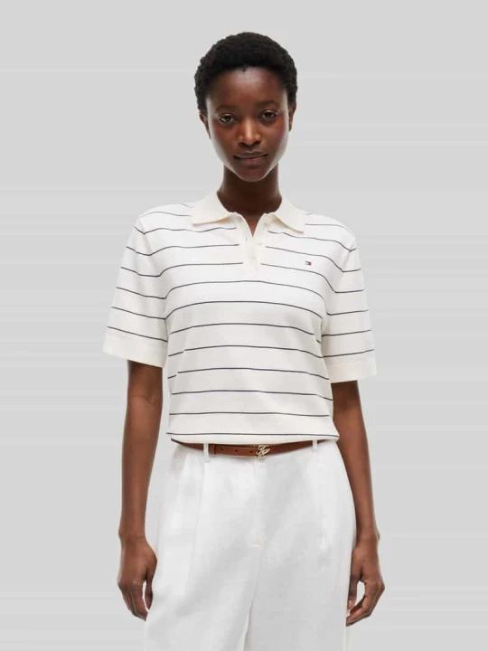 Zdjęcie produktu Sweter w kroju regular fit z czystej bawełny z kołnierzykiem polo Tommy Hilfiger Biały