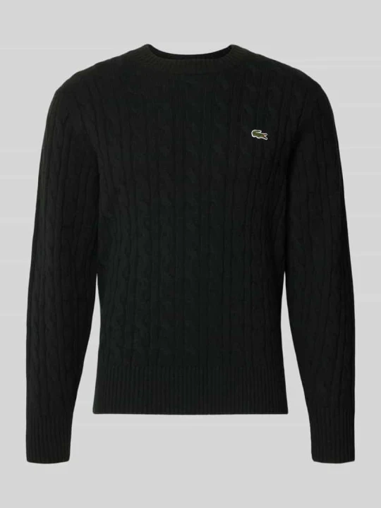 Zdjęcie produktu sweter w kroju regular fit z czystej wełny Lacoste Ciemnozielony