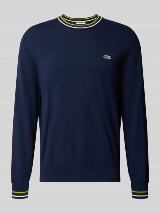 Zdjęcie produktu sweter w kroju regular fit z czystej wełny Lacoste Granatowy