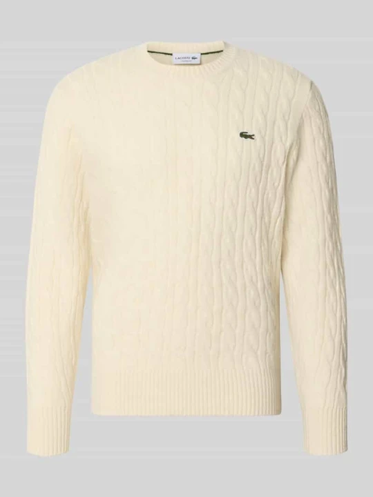 Zdjęcie produktu sweter w kroju regular fit z czystej wełny Lacoste Złamany biały