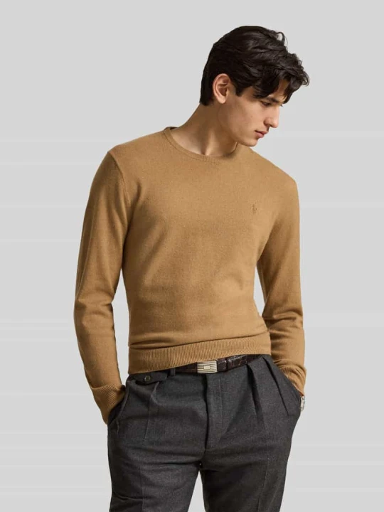 Zdjęcie produktu Sweter w kroju regular fit z czystej wełny Polo Ralph Lauren Beżowy