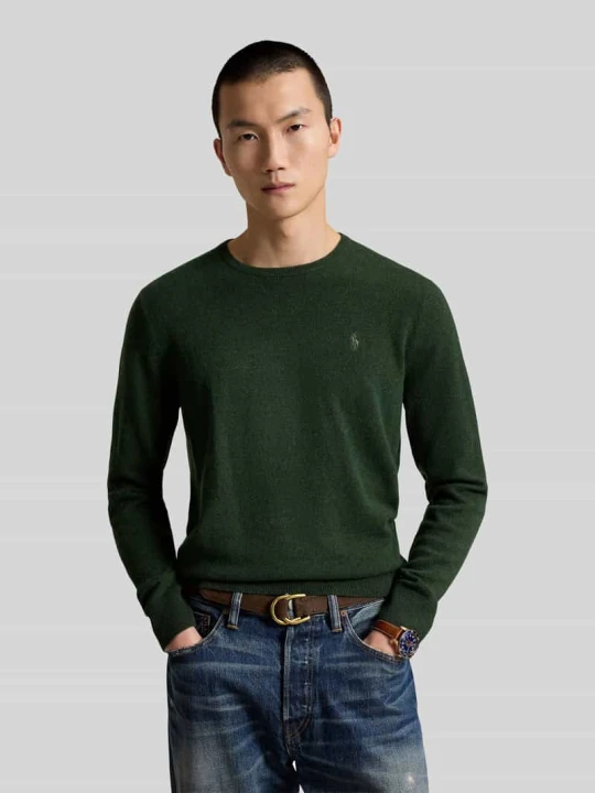 Zdjęcie produktu Sweter w kroju regular fit z czystej wełny Polo Ralph Lauren Ciemnozielony