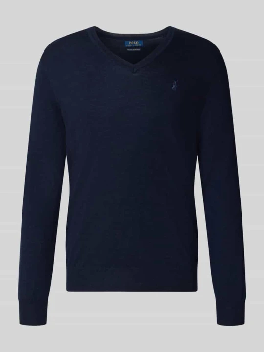 Zdjęcie produktu sweter w kroju regular fit z czystej wełny Polo Ralph Lauren Granatowy
