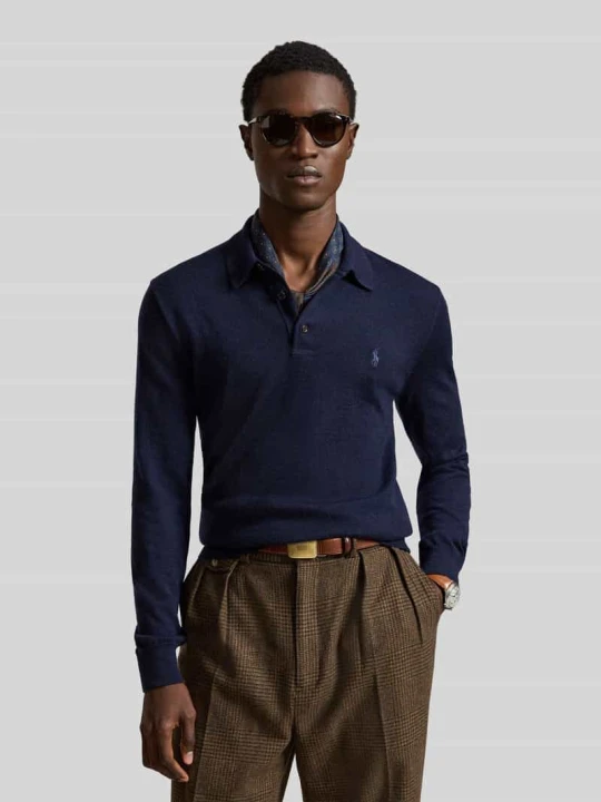 Zdjęcie produktu sweter w kroju regular fit z czystej wełny Polo Ralph Lauren Granatowy