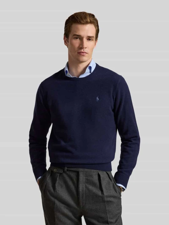 Zdjęcie produktu Sweter w kroju regular fit z czystej wełny Polo Ralph Lauren Granatowy