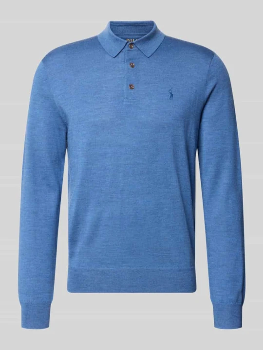 Zdjęcie produktu sweter w kroju regular fit z czystej wełny Polo Ralph Lauren Jeansowy niebieski