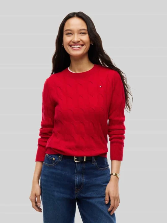 Zdjęcie produktu Sweter w kroju regular fit z czystej wełny Tommy Hilfiger Czerwony
