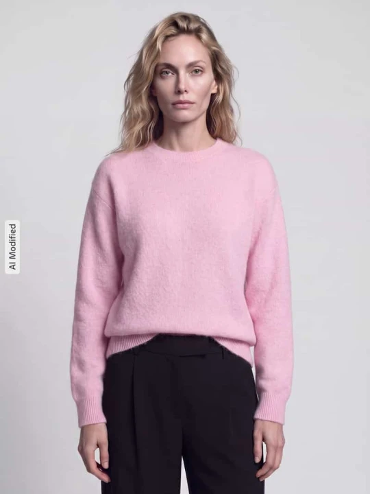 Zdjęcie produktu sweter w kroju regular fit z dodatkiem wełny model 'ALLY' Pieces Różowy