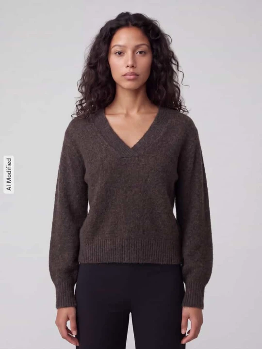 Zdjęcie produktu sweter w kroju regular fit z dodatkiem wełny model 'BOOM' Vero Moda Czekoladowy