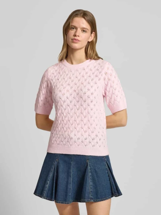 Zdjęcie produktu Sweter w kroju regular fit z dodatkiem wełny Model 'LELOU' Pieces Różowy