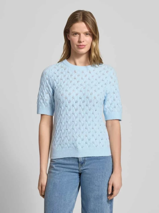 Zdjęcie produktu Sweter w kroju regular fit z dodatkiem wełny Model 'LELOU' Pieces Jasnoniebieski