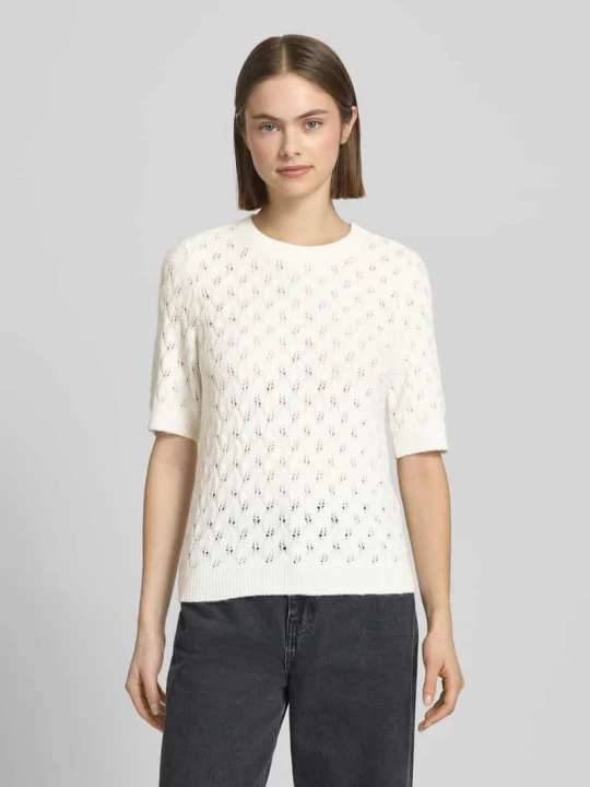 Zdjęcie produktu Sweter w kroju regular fit z dodatkiem wełny Model 'LELOU' Pieces Biały