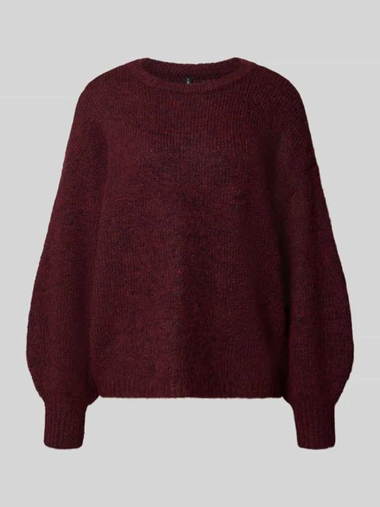 Zdjęcie produktu sweter w kroju regular fit z dodatkiem wełny model 'NELLIE' Only Bordowy melanż