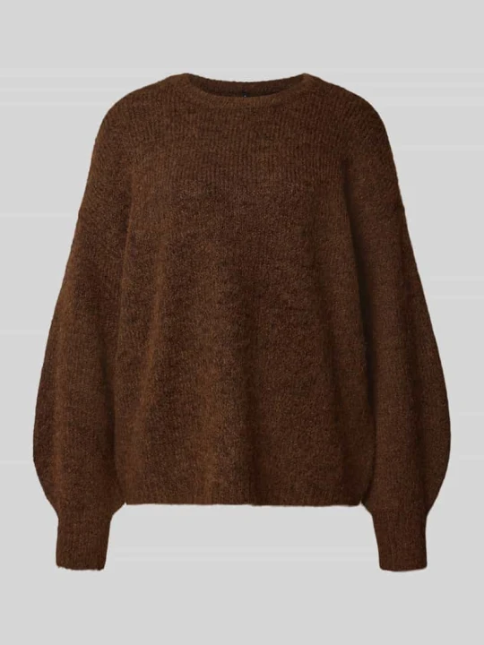 Zdjęcie produktu sweter w kroju regular fit z dodatkiem wełny model 'NELLIE' Only Czekoladowy