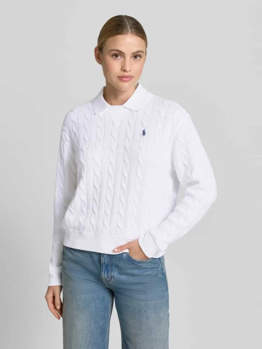 Zdjęcie produktu sweter w kroju regular fit z kołnierzykiem polo Polo Ralph Lauren Biały