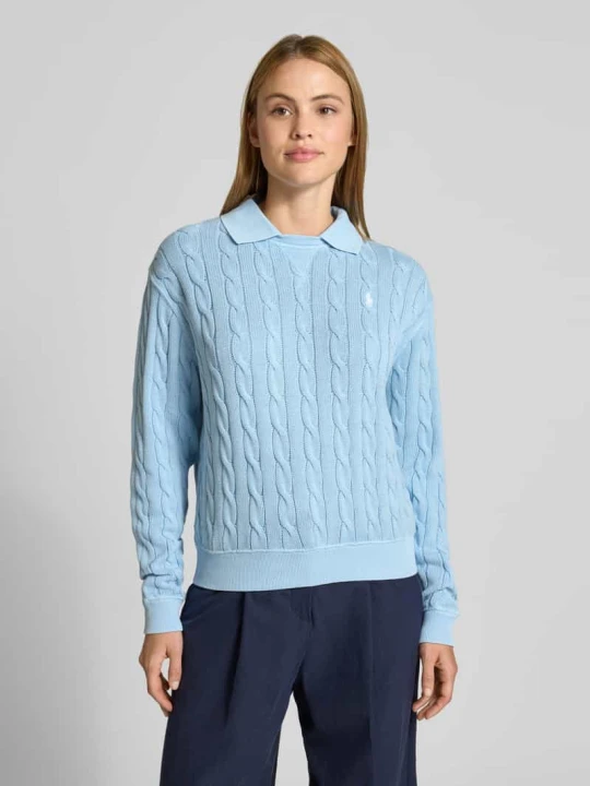 Zdjęcie produktu sweter w kroju regular fit z kołnierzykiem polo Polo Ralph Lauren Jasnoniebieski