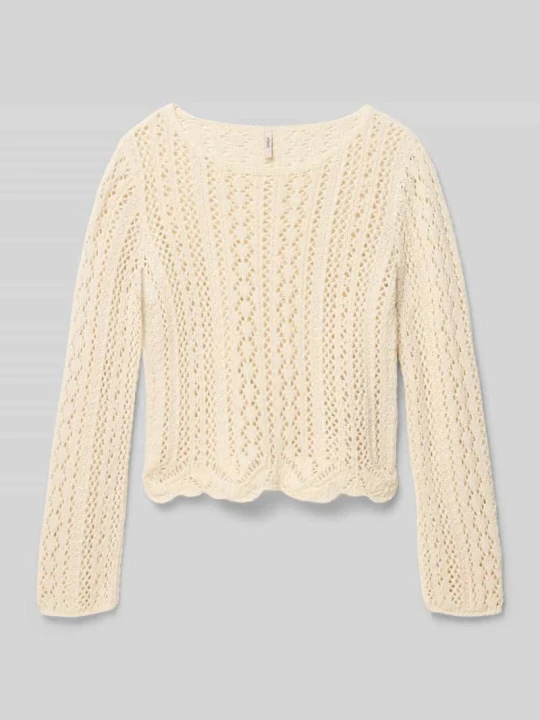 Zdjęcie produktu sweter w kroju regular fit z mieszanki bawełny model 'NOLA' Only Écru