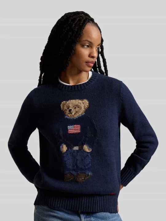 Zdjęcie produktu Sweter w kroju regular fit z mieszanki lnu i bawełny z haftem polo bear Polo Ralph Lauren Granatowy