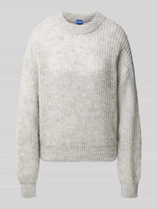 Zdjęcie produktu sweter w kroju regular fit z mieszanki materiałów z domieszką wełny z alpaki model 'Slogeryna_B' Hugo Średnioszary