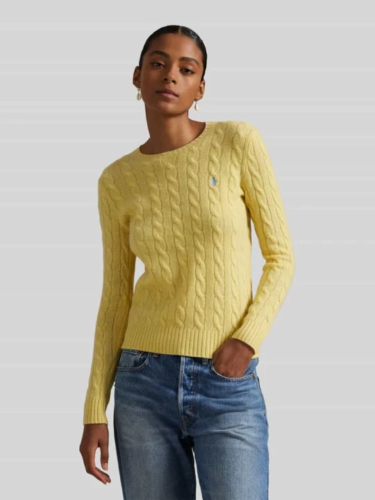 Zdjęcie produktu sweter w kroju regular fit z mieszanki wełny i kaszmiru 'JULIANNA' Polo Ralph Lauren Żółty