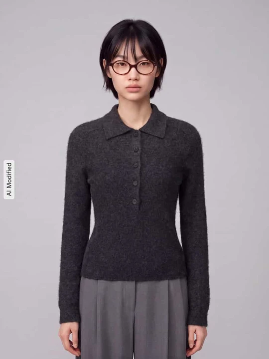 Zdjęcie produktu Sweter dzianinowy z mieszanki wełny dziewiczej i kaszmiru Model 'CELLULA' MM By Max Mara Antracytowy