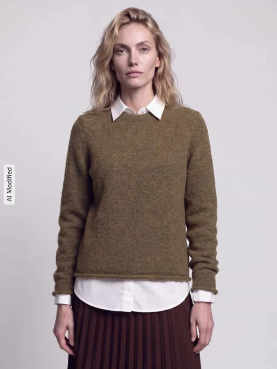 Zdjęcie produktu sweter w kroju regular fit z mieszanki wełny model 'LULU' Selected Oliwkowy