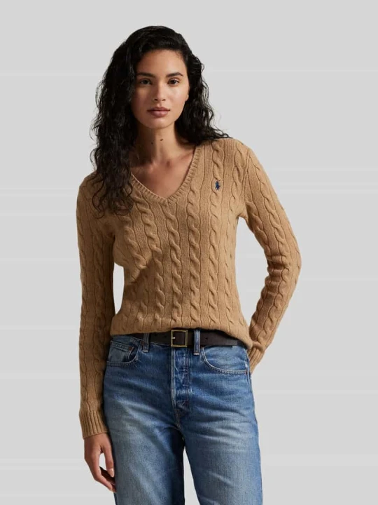 Zdjęcie produktu sweter w kroju regular fit z mieszanki wełny z domieszką kaszmiru Polo Ralph Lauren Camel