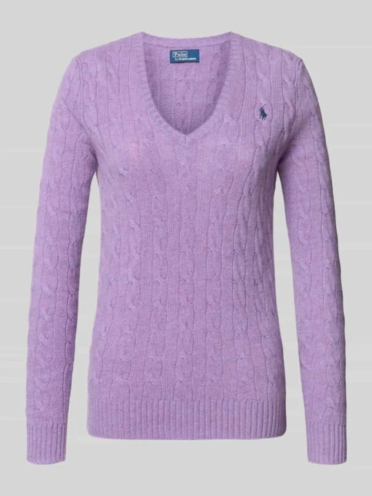 Zdjęcie produktu sweter w kroju regular fit z mieszanki wełny z domieszką kaszmiru Polo Ralph Lauren Fioletowy