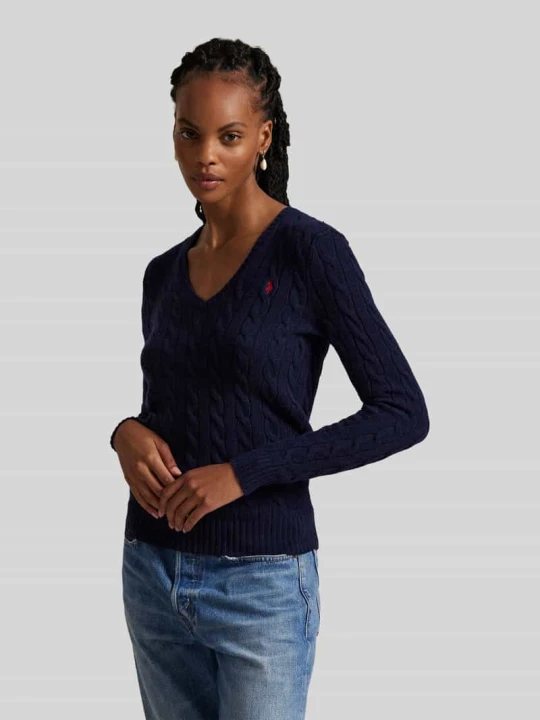Zdjęcie produktu sweter w kroju regular fit z mieszanki wełny z domieszką kaszmiru Polo Ralph Lauren Granatowy
