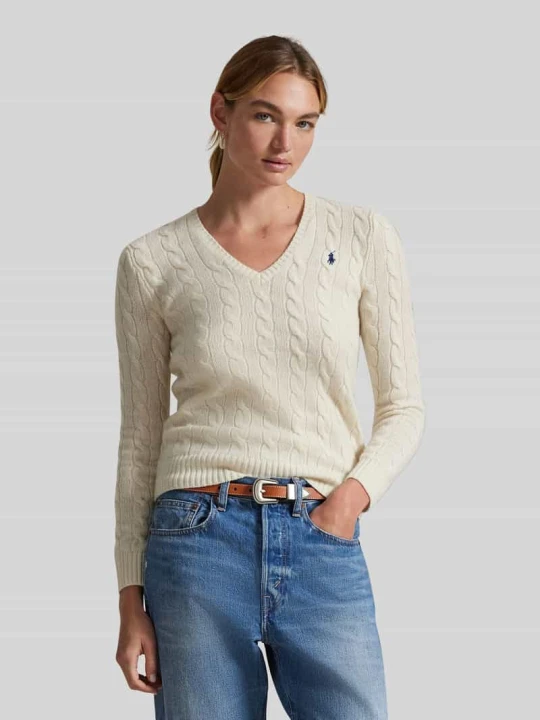 Zdjęcie produktu sweter w kroju regular fit z mieszanki wełny z domieszką kaszmiru Polo Ralph Lauren Złamany biały