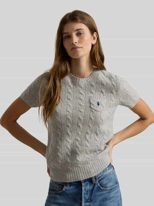 Zdjęcie produktu sweter w kroju regular fit z mieszanki wełny z wyhaftowanym logo Polo Ralph Lauren Średnioszary melanż