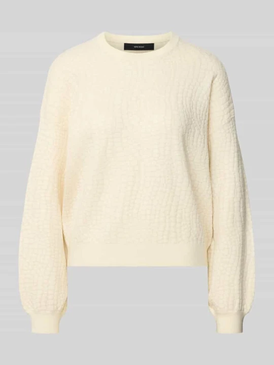 Zdjęcie produktu sweter w kroju regular fit z mieszanki wiskozy model 'NANCY' Vero Moda Écru
